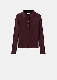 Polo-neck ribbed sweater