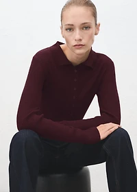 Polo-neck ribbed sweater