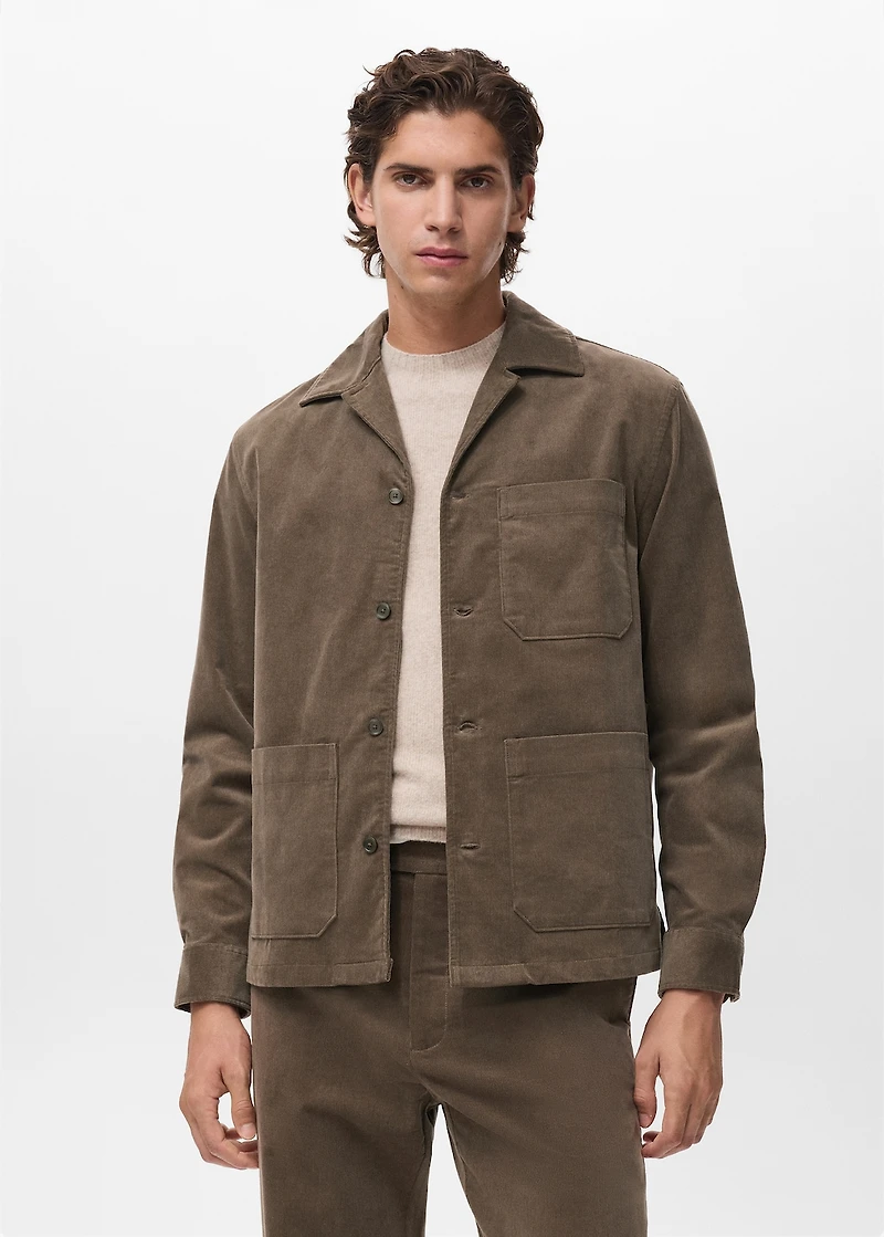 Corduroy cotton overshirt with pockets