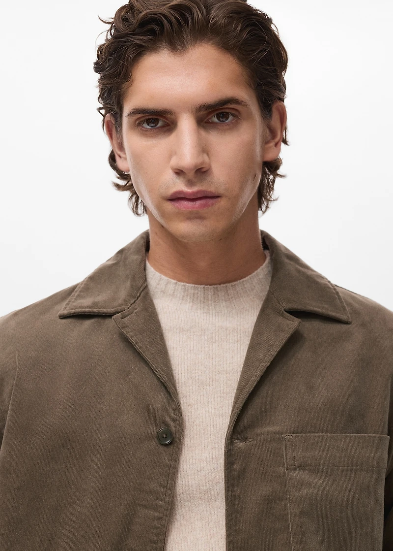 Corduroy cotton overshirt with pockets