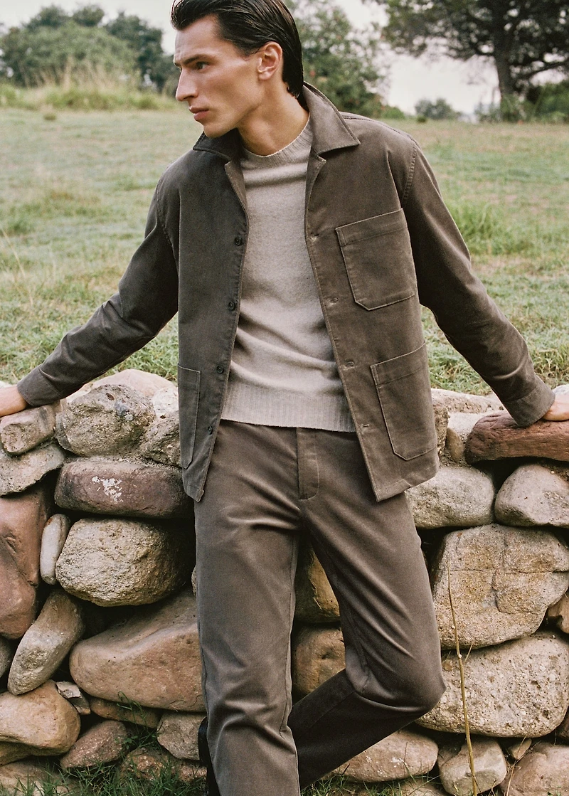 Corduroy cotton overshirt with pockets