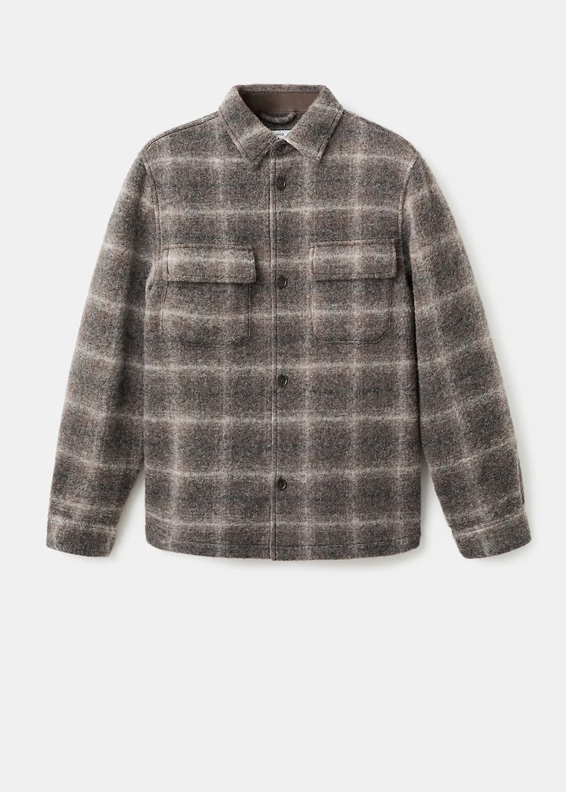Check wool-blend overshirt