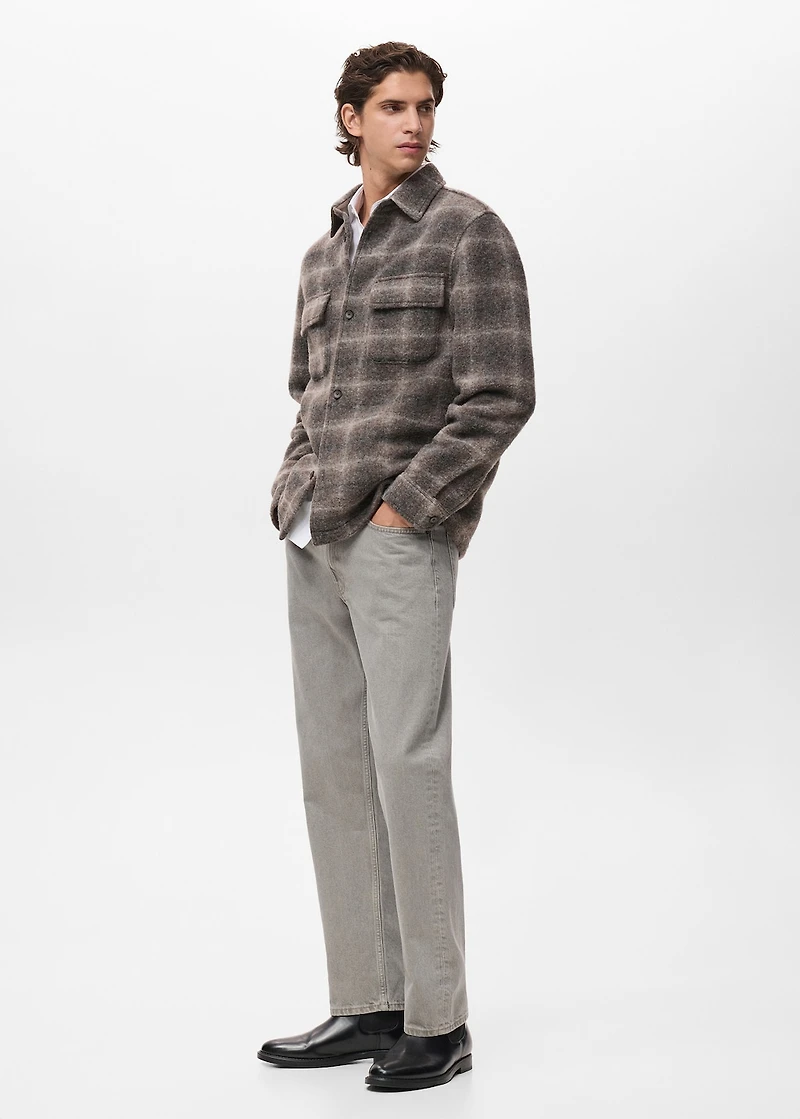 Check wool-blend overshirt