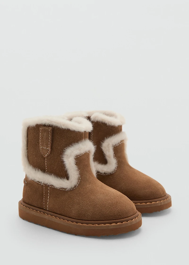 Fur-effect suede ankle boots
