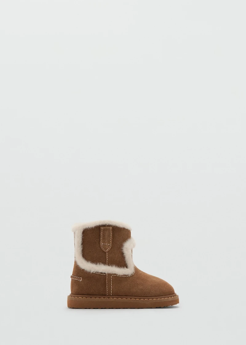 Fur-effect suede ankle boots