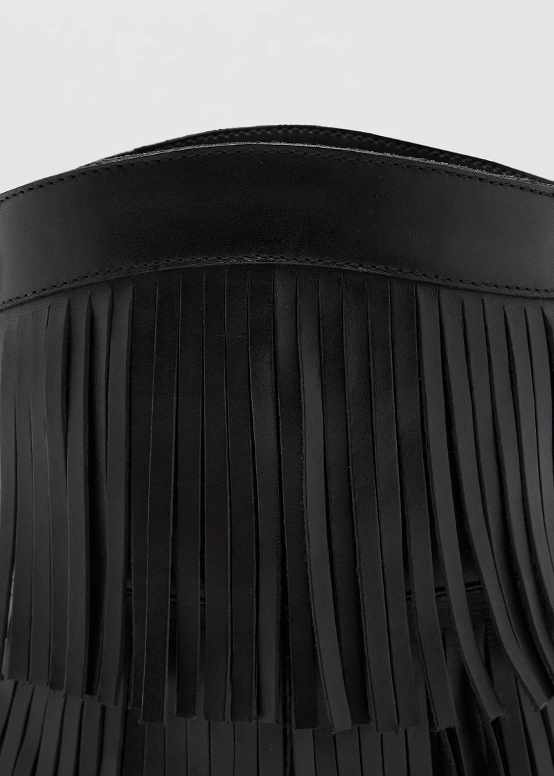 Leather ankle boot with fringe heel