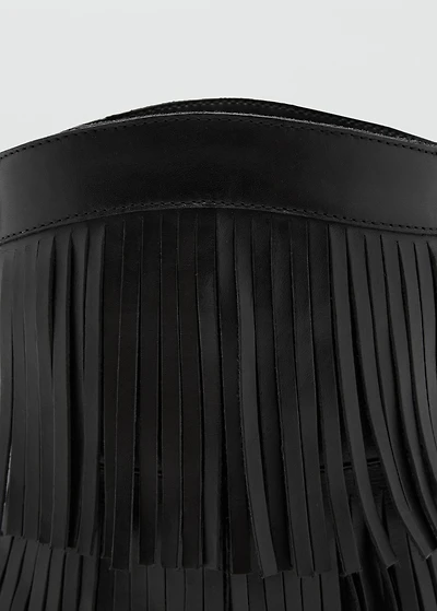 Leather ankle boot with fringe heel