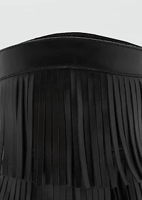 Leather ankle boot with fringe heel