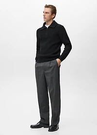 Knitted sweater with zip collar