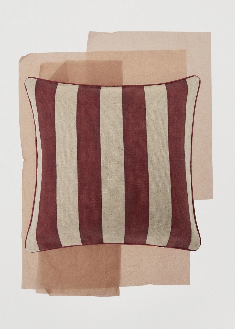 Linen cushion cover with stripes and edging 50x50cm