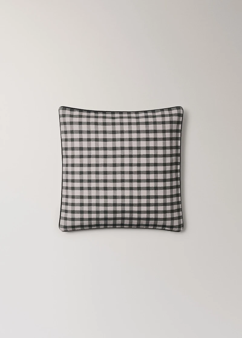 Gingham cotton cushion cover with trim 45x45cm