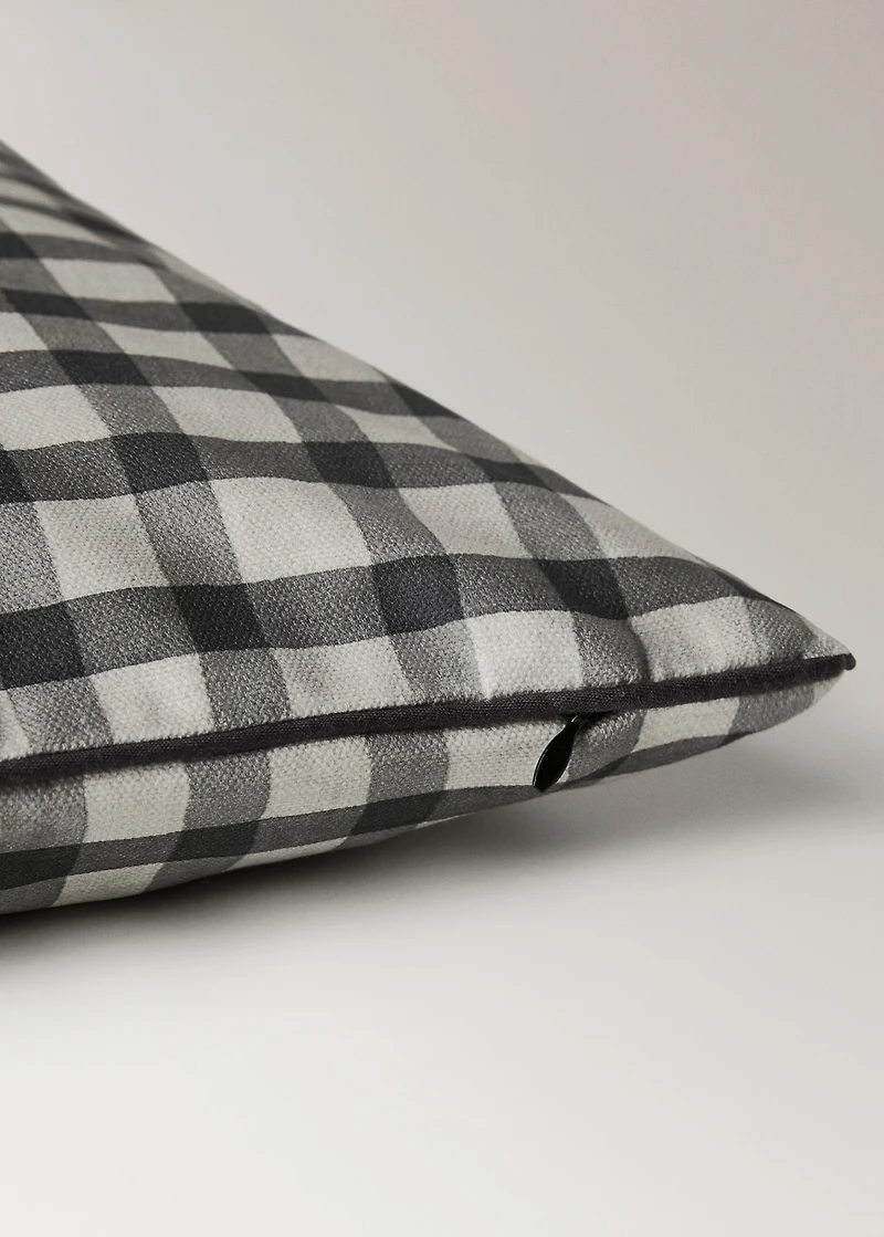 Gingham cotton cushion cover with trim 45x45cm