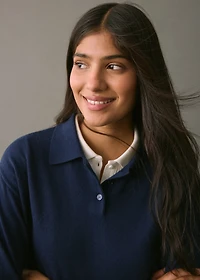 Knitted polo-neck sweater