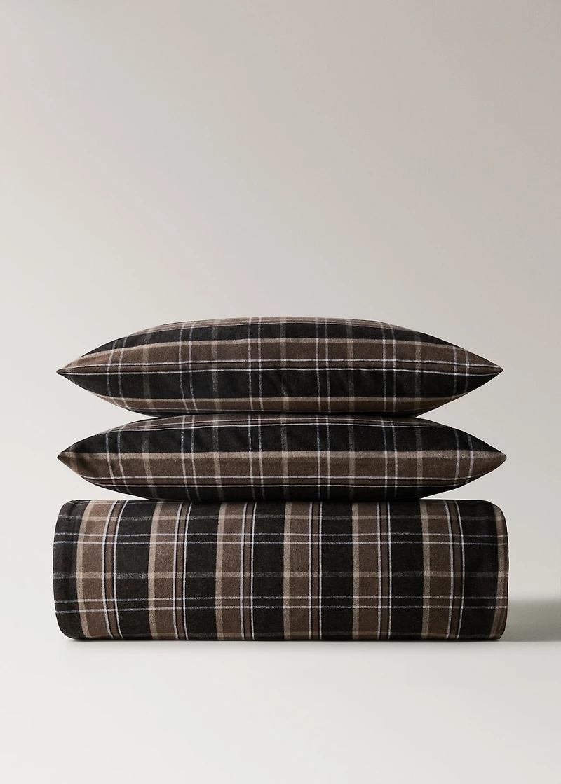 Flannel cotton melange-yarn duvet cover with check pattern for 135/140 cm bed