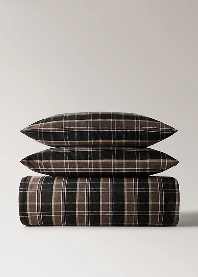 Flannel cotton melange-yarn duvet cover with check pattern for / cm bed