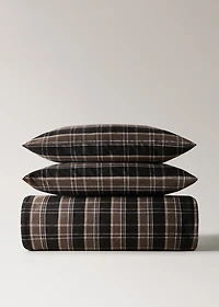 Flannel cotton melange-yarn duvet cover with check pattern for 135/140 cm bed