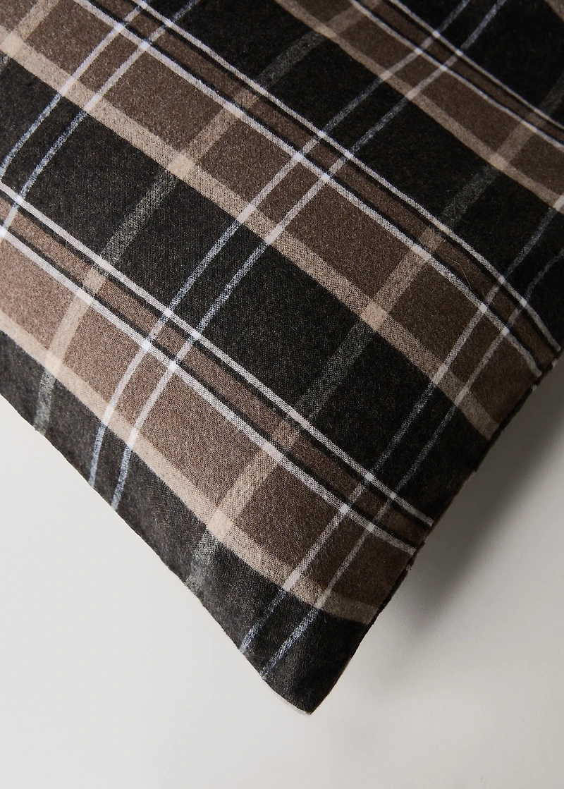 Cotton flannel duvet cover with melange threads and check print for 180/200 cm bed