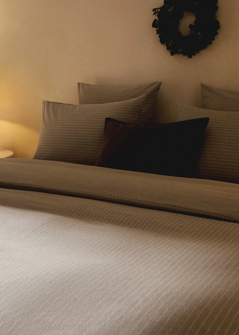 Cotton flannel duvet cover with fine-striped yarn for 70.87/78.74 bed