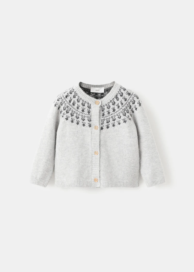 Knitted cardigan with patterned trim