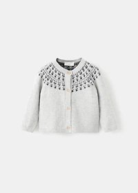 Knitted cardigan with patterned trim