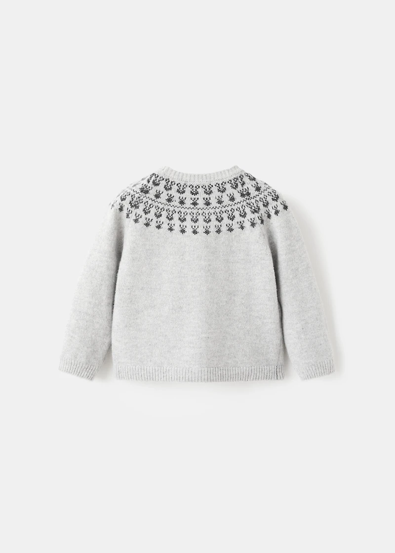 Knitted cardigan with patterned trim