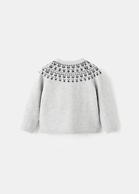 Knitted cardigan with patterned trim