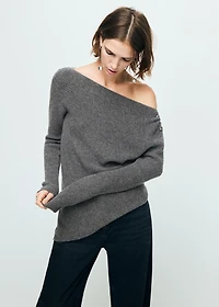 Asymmetrical sweater with metallic detail