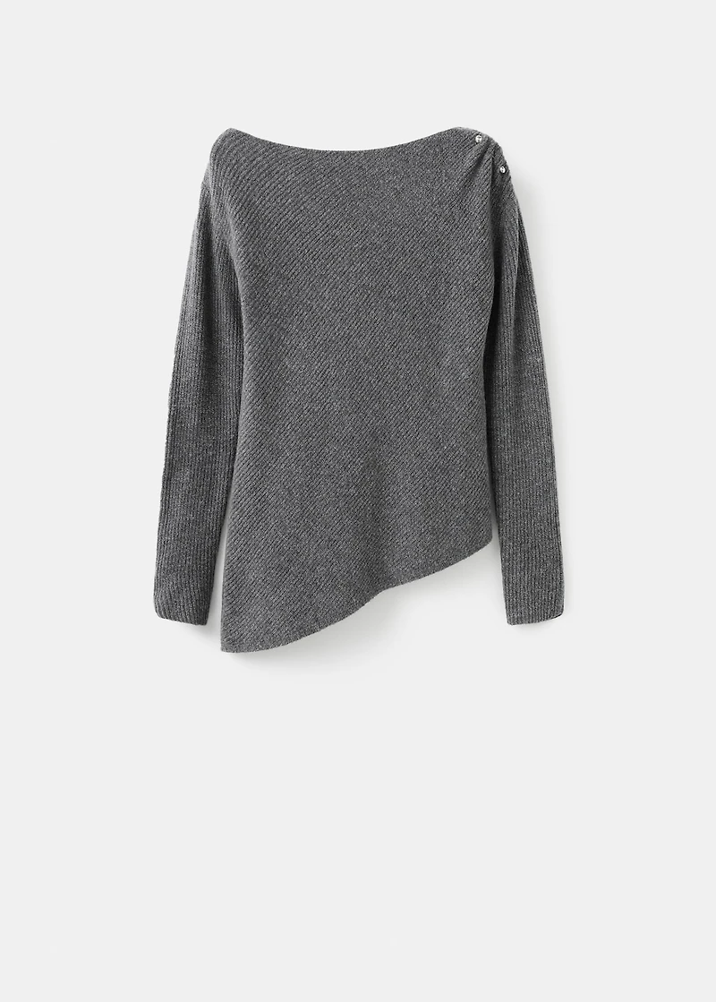 Asymmetrical sweater with metallic detail