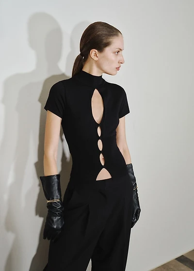 Perkins-neck sweater with cut-out