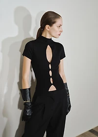 Perkins-neck sweater with cut-out