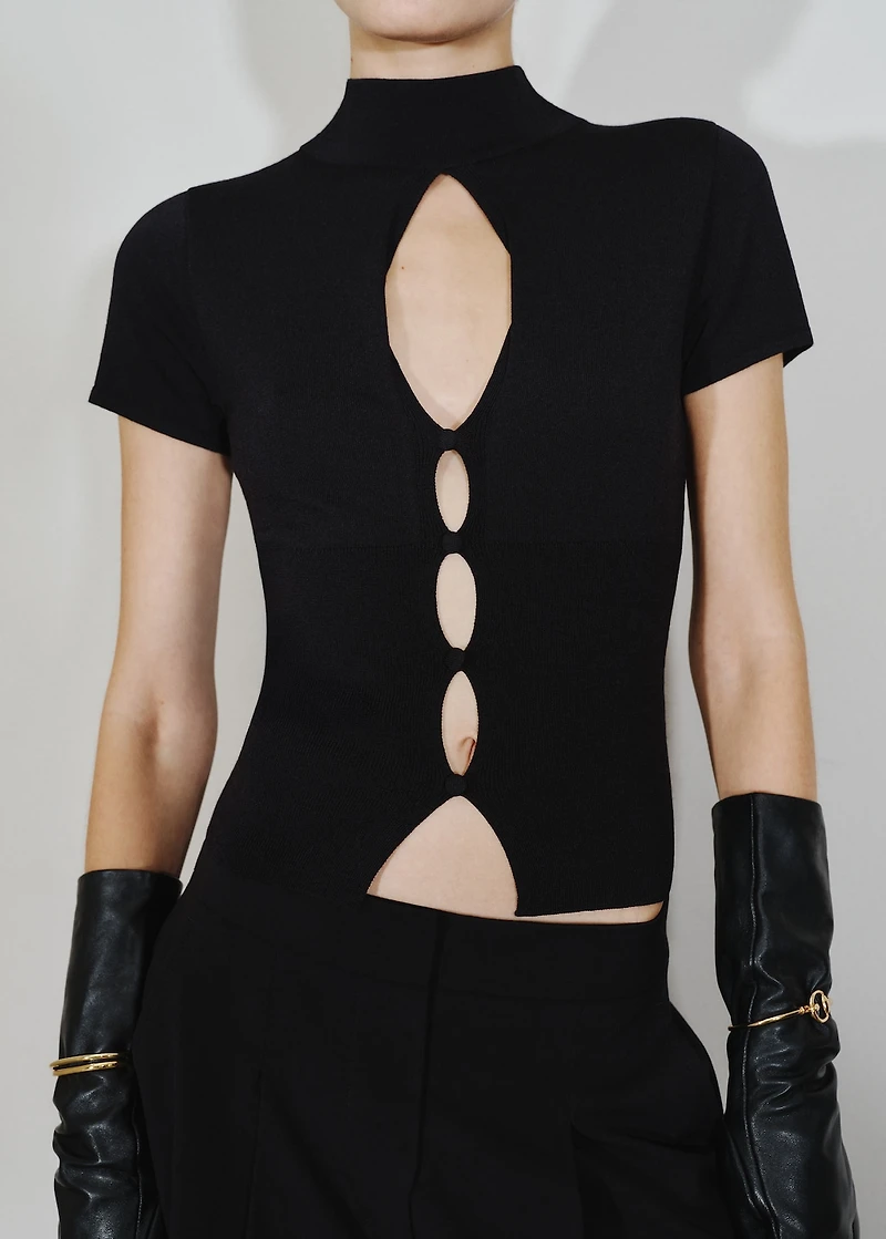 Perkins-neck sweater with cut-out