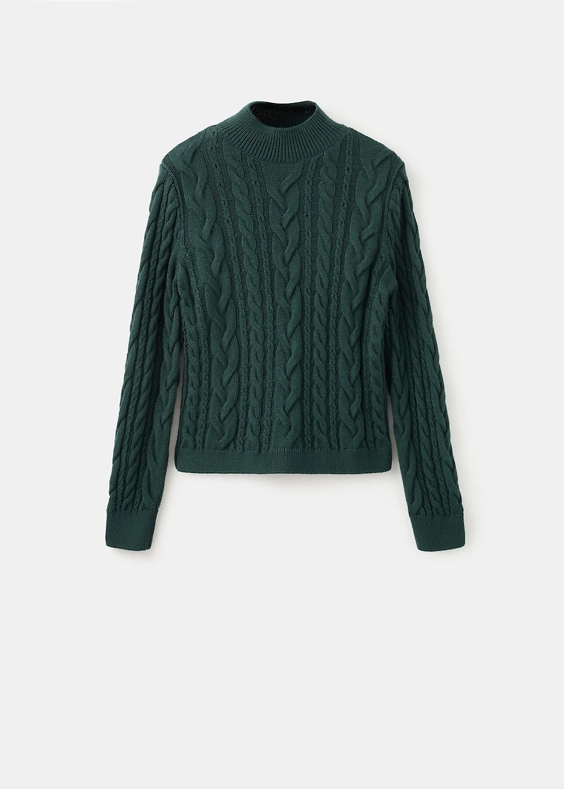Braided sweater with perkins neck