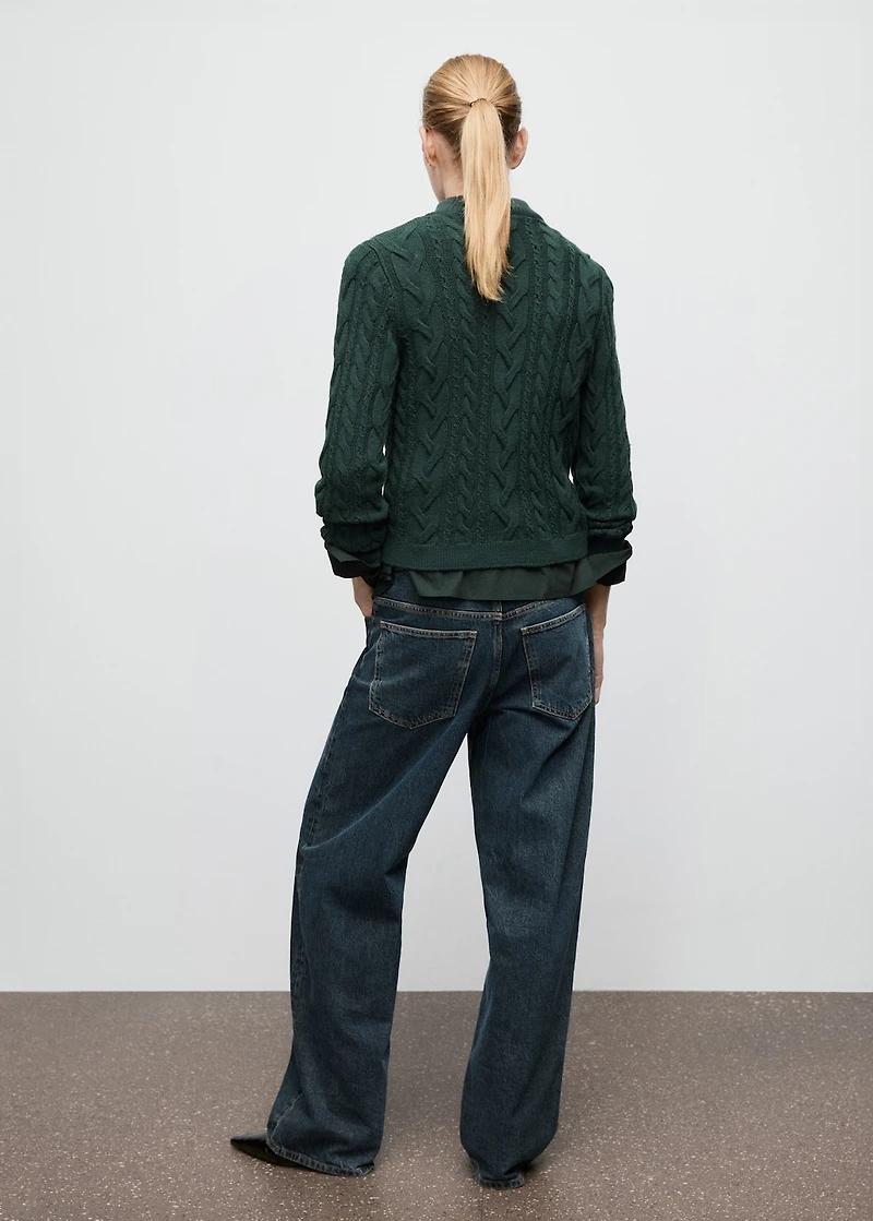 Braided sweater with perkins neck