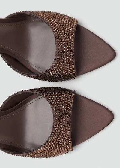 Heeled sandal with strass strap