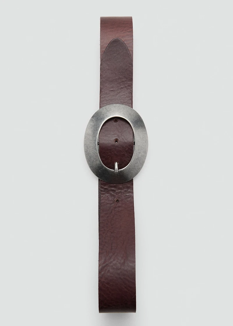Rounded buckle leather belt