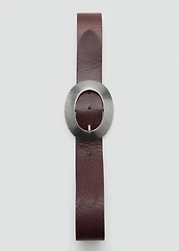 Rounded buckle leather belt