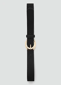 Leather belt with oval buckle