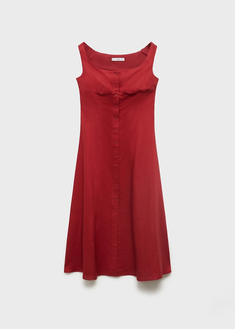 Linen-blend dress with buttons