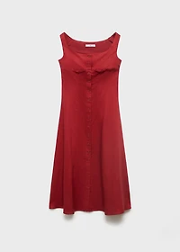 Linen-blend dress with buttons