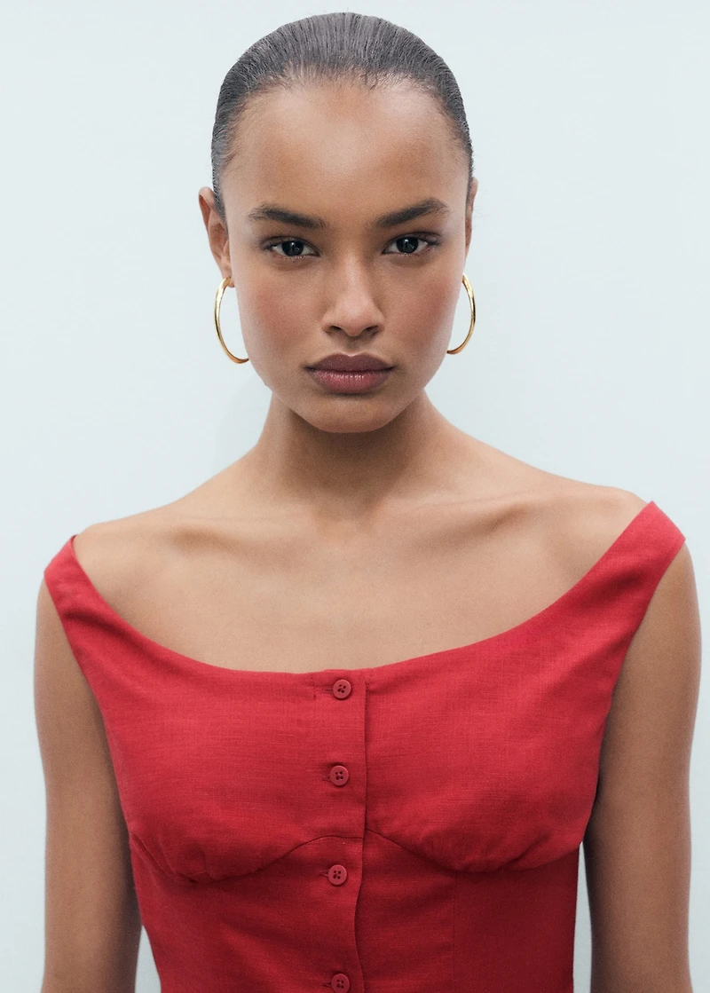 Linen-blend dress with buttons