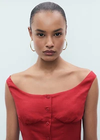 Linen-blend dress with buttons