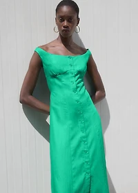 Linen-blend dress with buttons