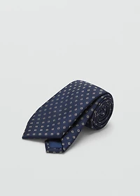 Geometric patterned silk tie