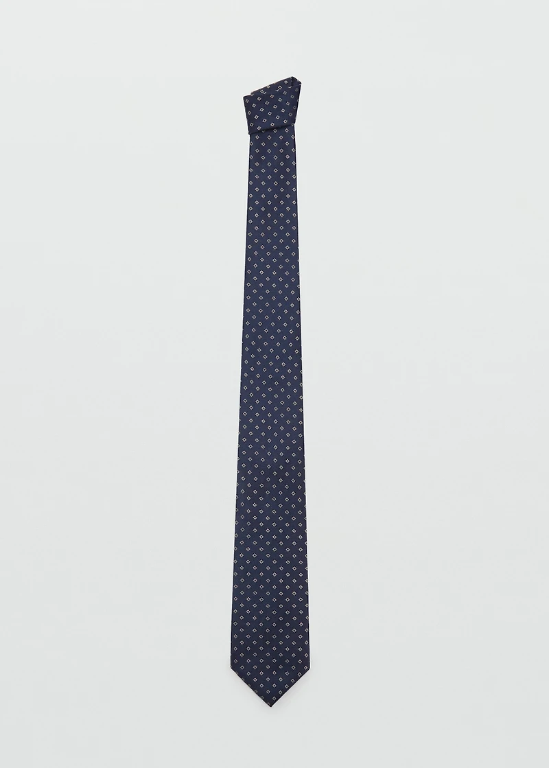Geometric patterned silk tie