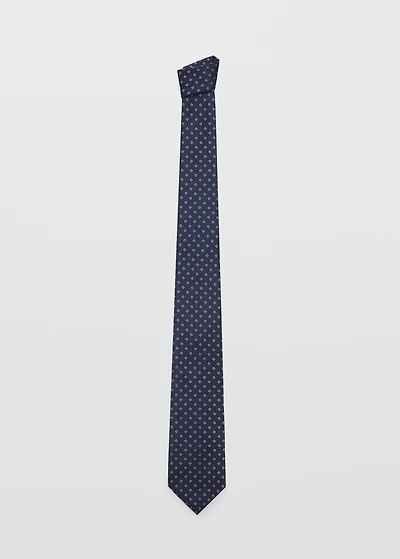 Geometric patterned silk tie