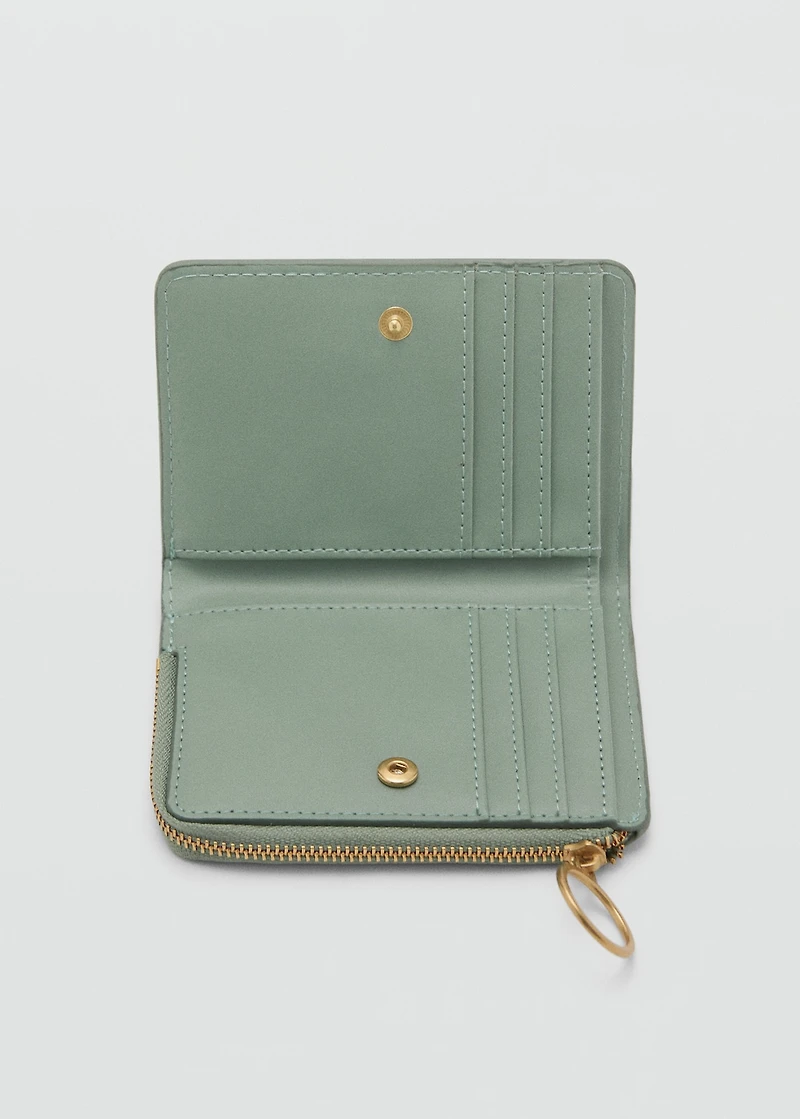 Embossed faux-leather purse