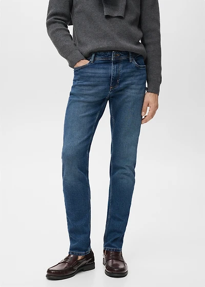 Jan slim-fit faded dark-wash jeans