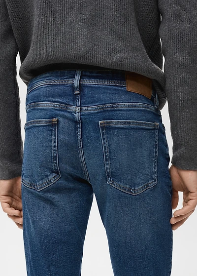 Jan slim-fit faded dark-wash jeans