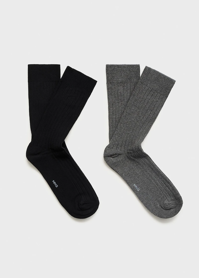 Pack of 2 ribbed cotton socks