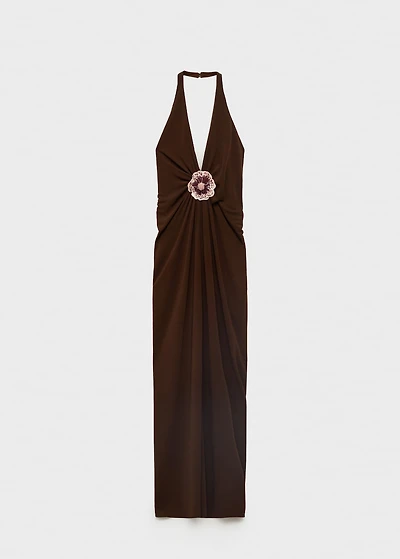 Halter dress with flower detail